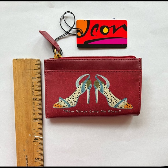 “New Shoes Cure My Blues” Coin Purse and Key Chain, NWT - Picture 9 of 10